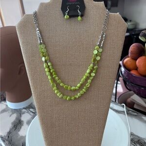 Paparazzi Vibrant Green Necklace Set